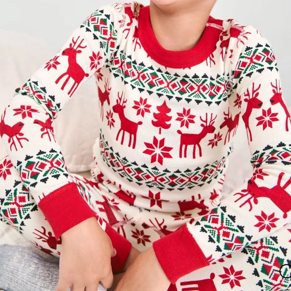 Hanna Andersson Dear Deer Long John Pajama Top Unisex Boy Girl Kids 10 Holiday